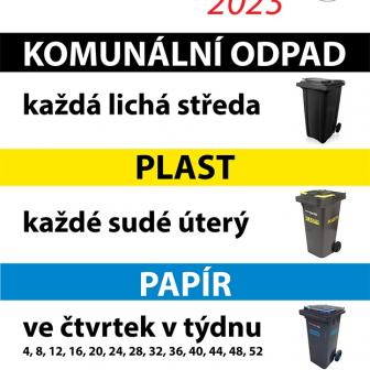 Svoz odpadů v obci Horní Radechová v roce 2023